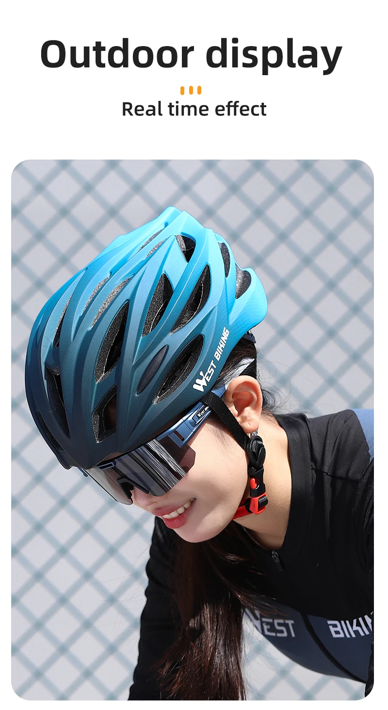 WEST BIKING Fahrradhelm Ultraleicht Integral Geformt 28 Belüftungsöffnungen Farbverlauf Verstellbare Größe M L Rennrad MTB Fahrradhelm Unisex – Detail 14