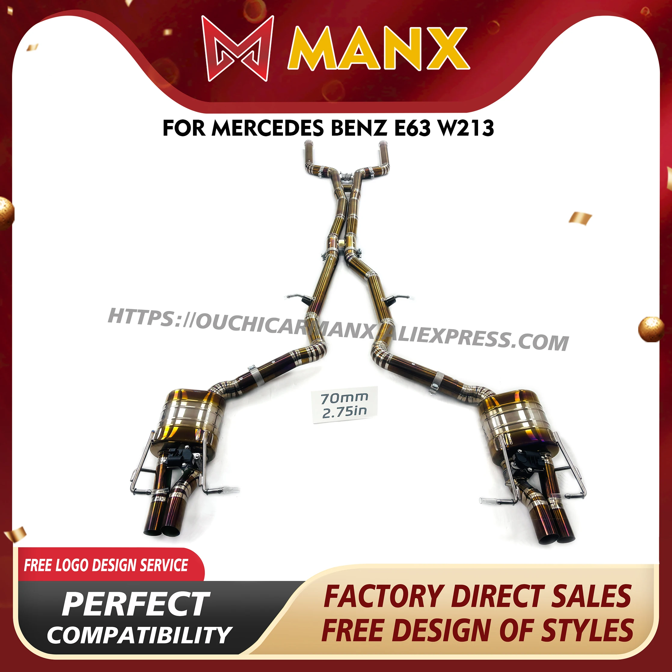 

MANX Ti for Mercedes Benz E63 W213 Catback Exhaust system Easy installation TIG manual welding Electronic valve