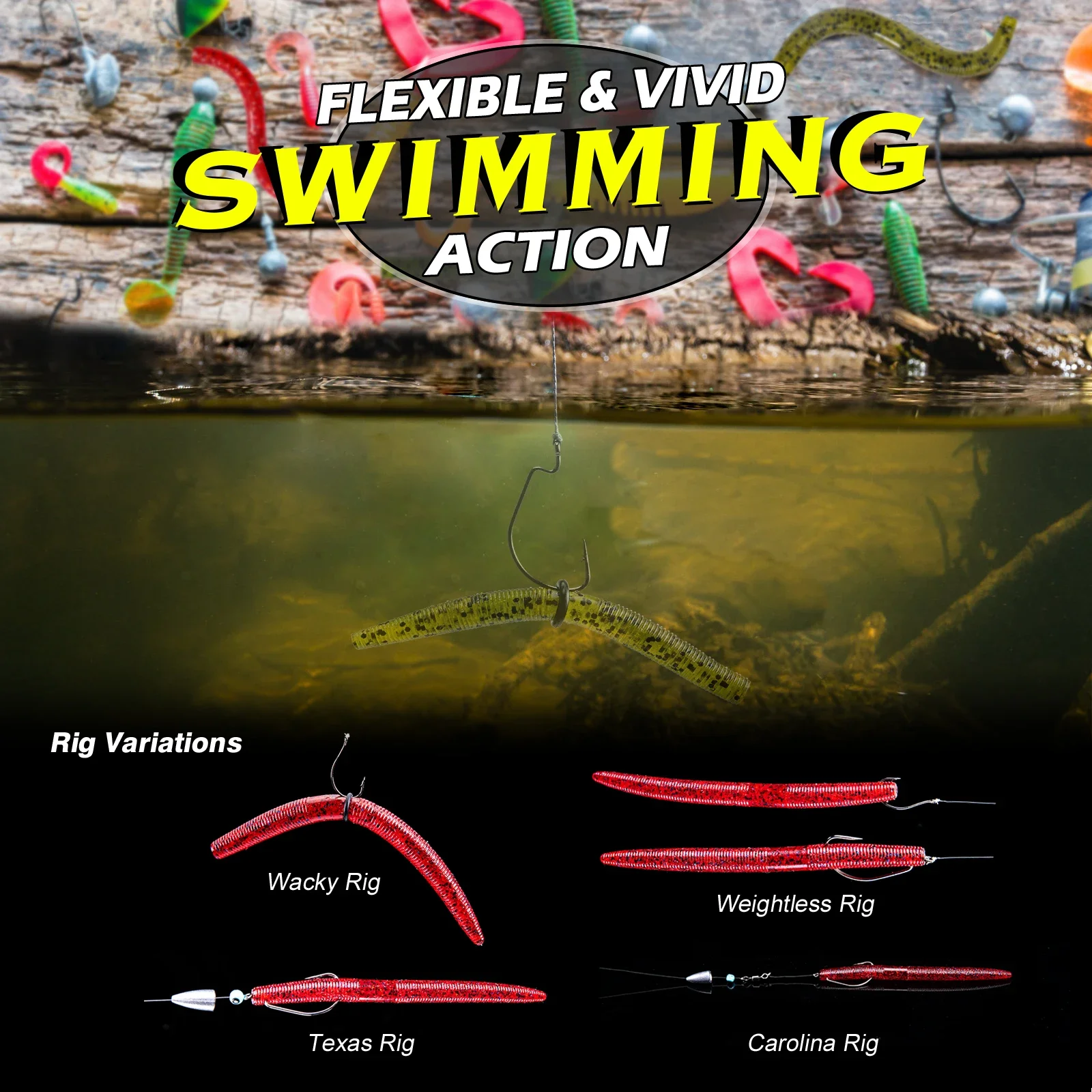 Goture 50pcs/lot Earthworm Baits 3in 4in Slow SinkingTrout Worm Soft Lures Freshwater Artificial Fishing Soft Lures Wobblers