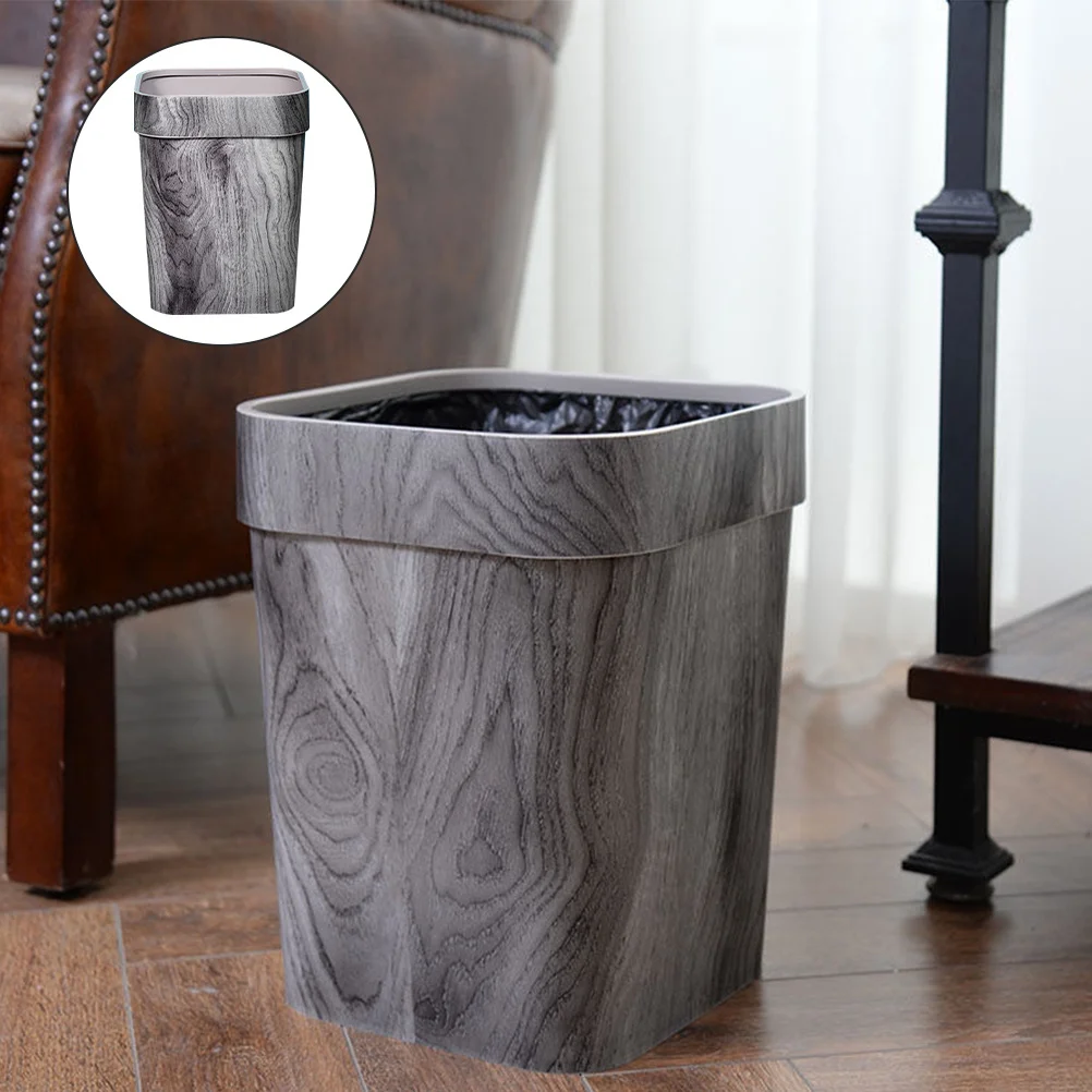 

Wooden Grain Can For Kitchen Bathroom Bedroom Home Decoration Imitation Trash Cans For Kitchen Wood Waste Bin Dustbin Bucket