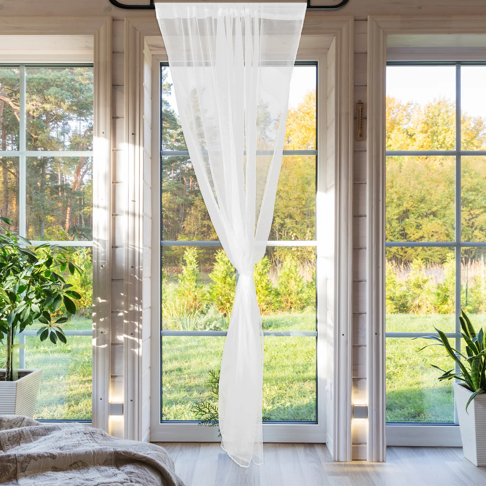 2 stuks lichtfilterende vitrages wit gaas raamgordijnen voor woonkamer slaapkamer keuken boerderij rustieke stijl polyester