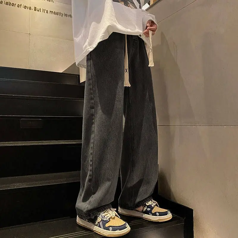 

High Waist Straight Leg Loose Fit Casual Jeans for Men American High Street Style Quality Cotton Youth Fashionable Baggy Jeans