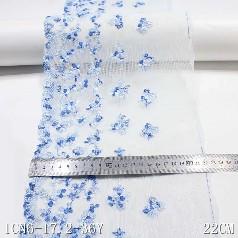 34Yards Embroidery Lace Trims Light Blue Fabric For Clothing Accessories Dress Sewing Applique Costume Laces Fabrics