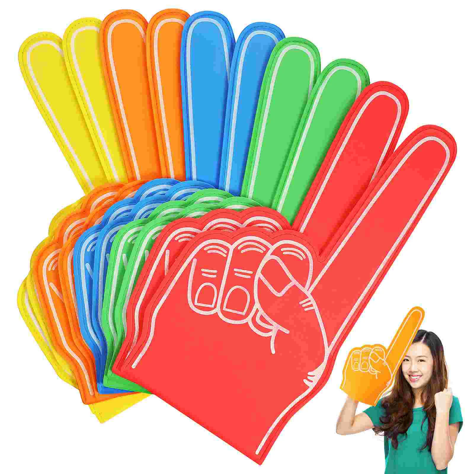 

10 Pcs Cheering Clapper Foam Fingers Sports Party Foams Giant Large Eva Bulk Cheerleading Props Colored