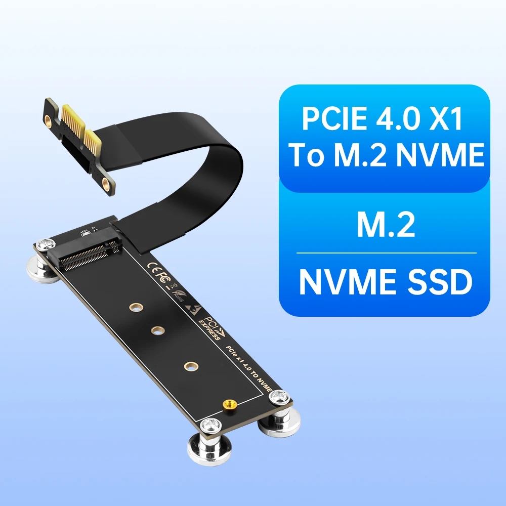 PCI-E 4.0 X1 to M.2 NVMe SSD Riser Card 90 Degree Right Angle 10CM Extension Cable M.2 NVMe SSD To X1 Support Desktop PC
