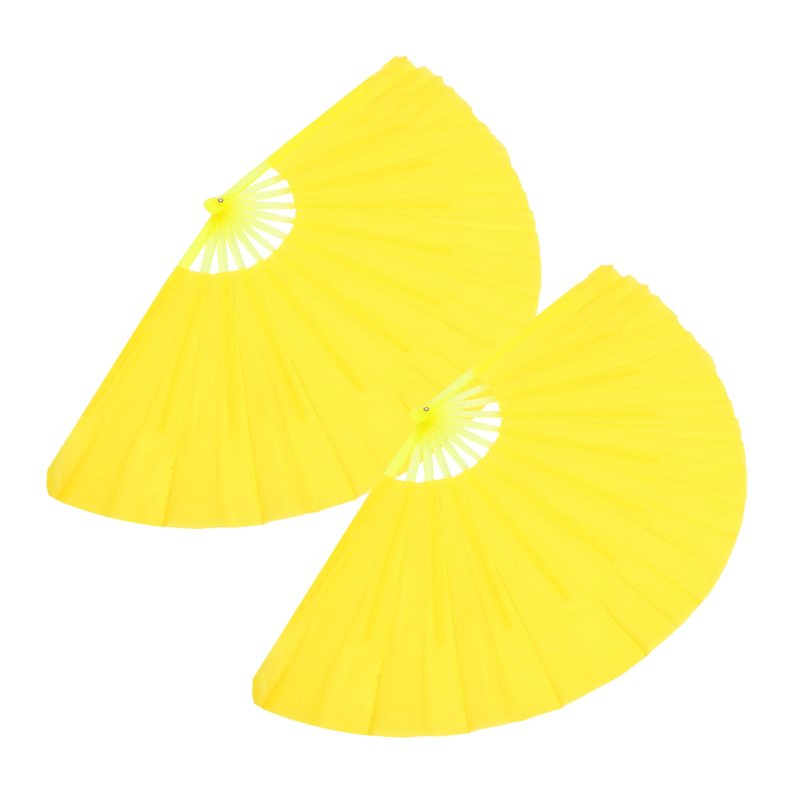 

2pcs Chi Kung Fu Fans Dance Thick Fan 13Inch Foldable Silk Dancing Fans Chinese Retro Yellow Martial Training