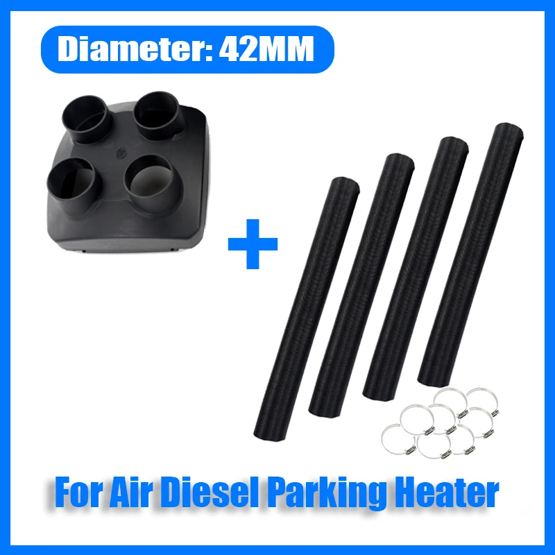 2kw 5kw 42mm saída de ar ventilação capa & 4x esticado comprimento 150cm ar diesel aquecedor de estacionamento duto tubo preto para webasto