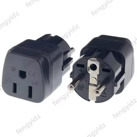 EU plug adapter US to Euro round 2 pins conversion plug 16A 250V US NEMA 5-15P/ NEMA 1-15P TO schuko converter Outlet Socket