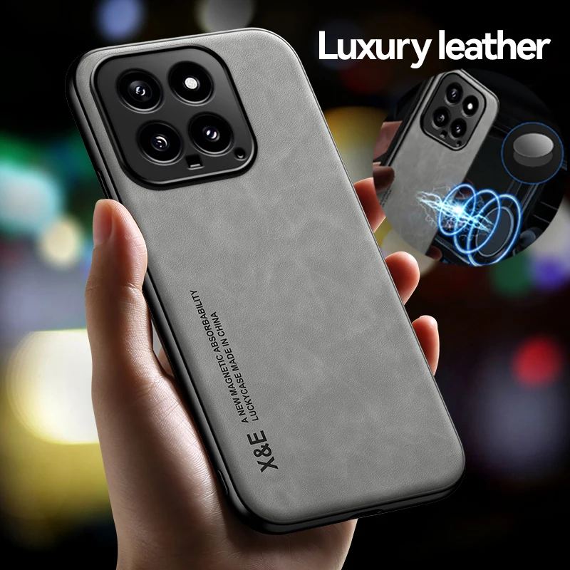 

Leather Magnetic Car Holder Silicone Soft Phone Case for XiaoMi 11T 12Lite 12X 12T 13Ultra 13T 14T 15T 17 Pro Max Cover Cases