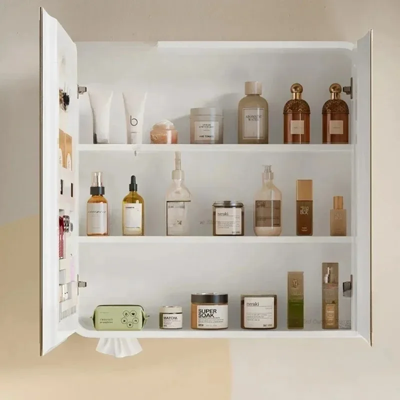 Nordic Smart Bathroom Mirror Cabinet Wall-mounted Mist Removal Makeup Storage Mirror Cabinet Simple
