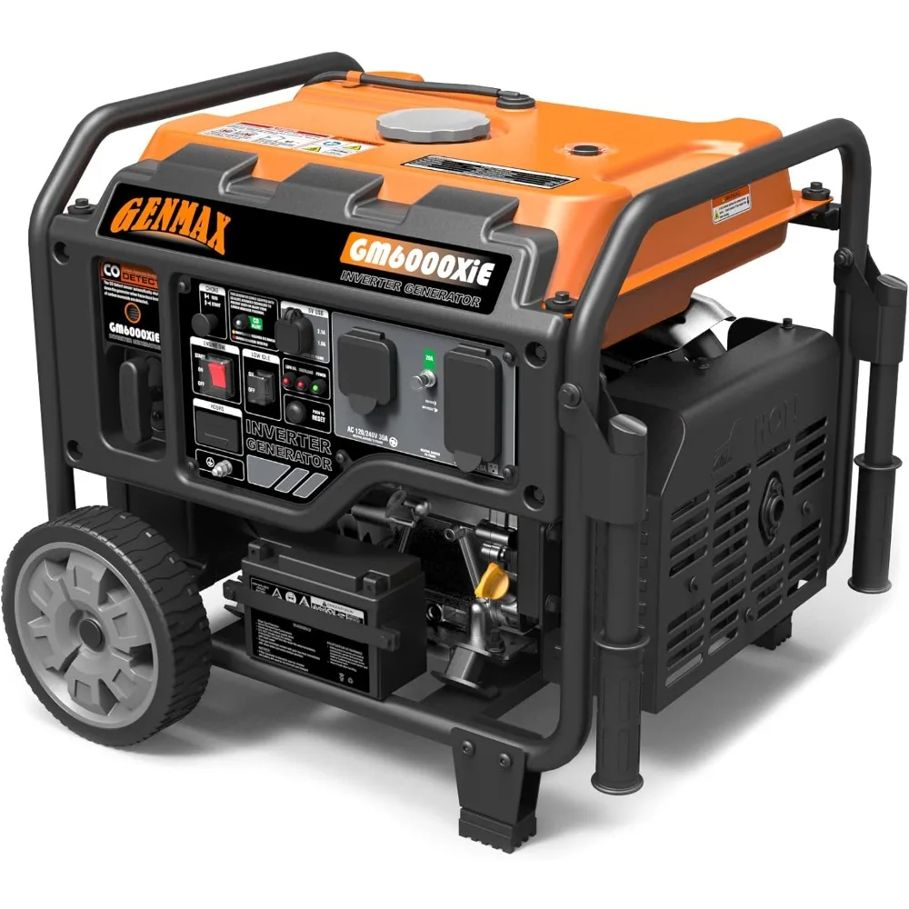 Portable Inverter Generator, 6000W open frame Gas Powered High Speed Engine with Electric Start, Ultra Lightweight for Backup