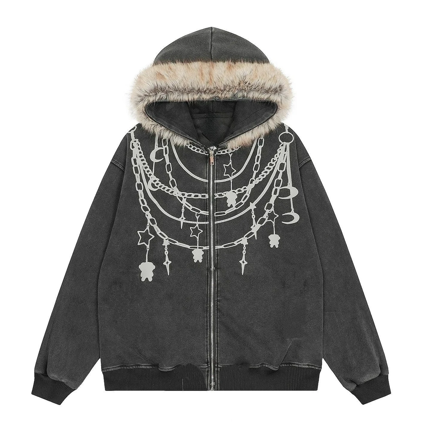 

Толстовка в американском стиле ретро, женская повседневная толстовка с длинным рукавом на молнии и капюшоном, японская Y2K Harajuku, осенняя винтажная шикарная одежда