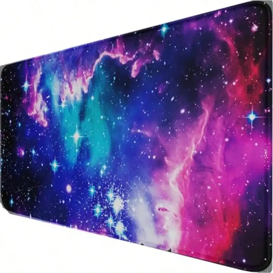 

Large Extended Gaming Mouse Pad With Stitched Edges 31.5X15.7In Durable Non-Slip Natural Rubber Base Waterproof Computer Keyboard Pad Mat For Esports Pros/Gamer/Desktop/Office/Home Galactic Blue