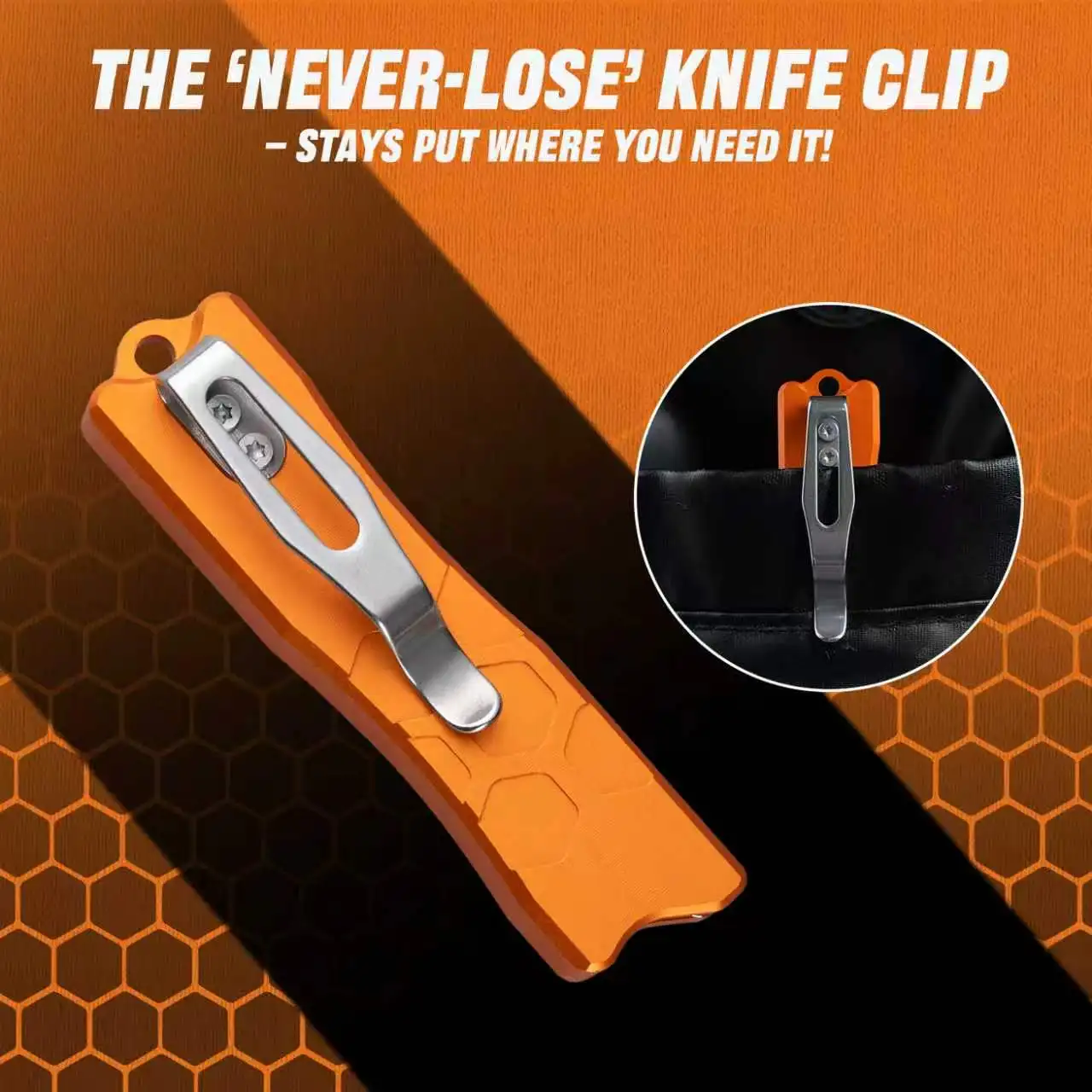 Outil multifonction de qualité supérieure avec poignée à clip dorsal (lame non incluse ; compatible avec # 24 lames), usinées par CNC, D18 (Orange)