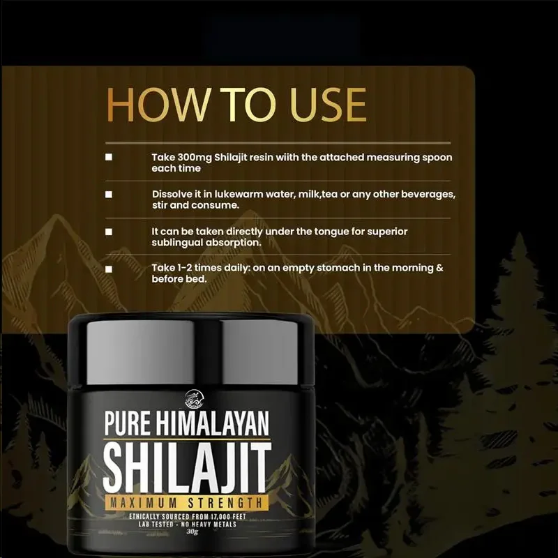 Shilajit natural pure Himalayan organic resin 30g with maximum strength containing over 85 trace minerals, gold grade