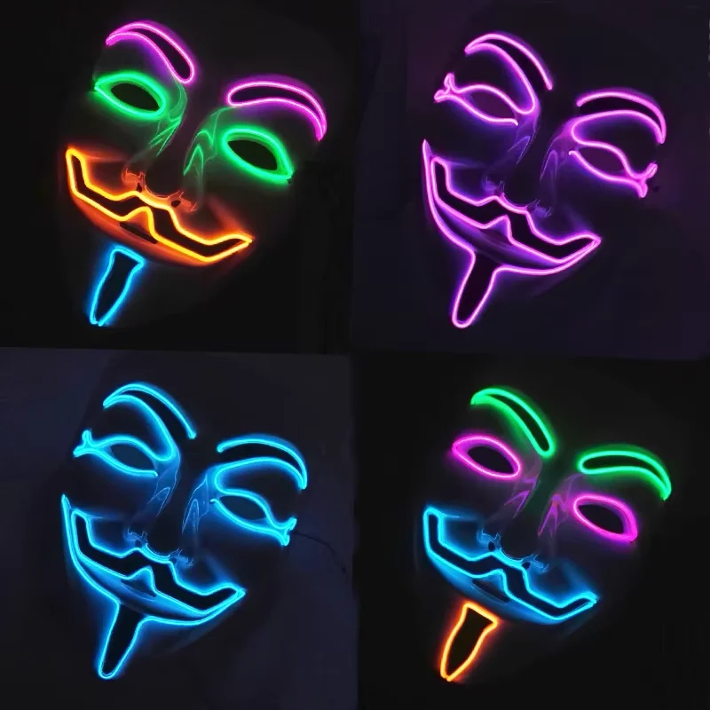 Halloween LED Vendetta Maske Nachtclub Karneval Party Festival Dekoration Cosplay Vendetta Guy Fawkes Maske Leuchtende V-Maske