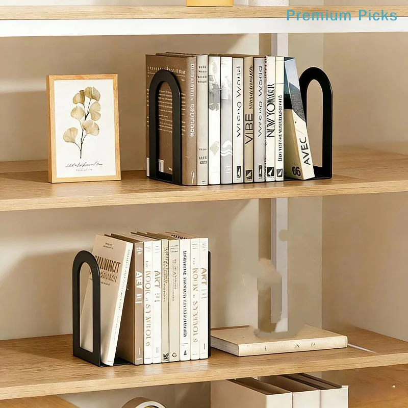 portableSolid 1 Pair L-shaped Iron Bookends Efficient Support for Heavy Encyclopedias