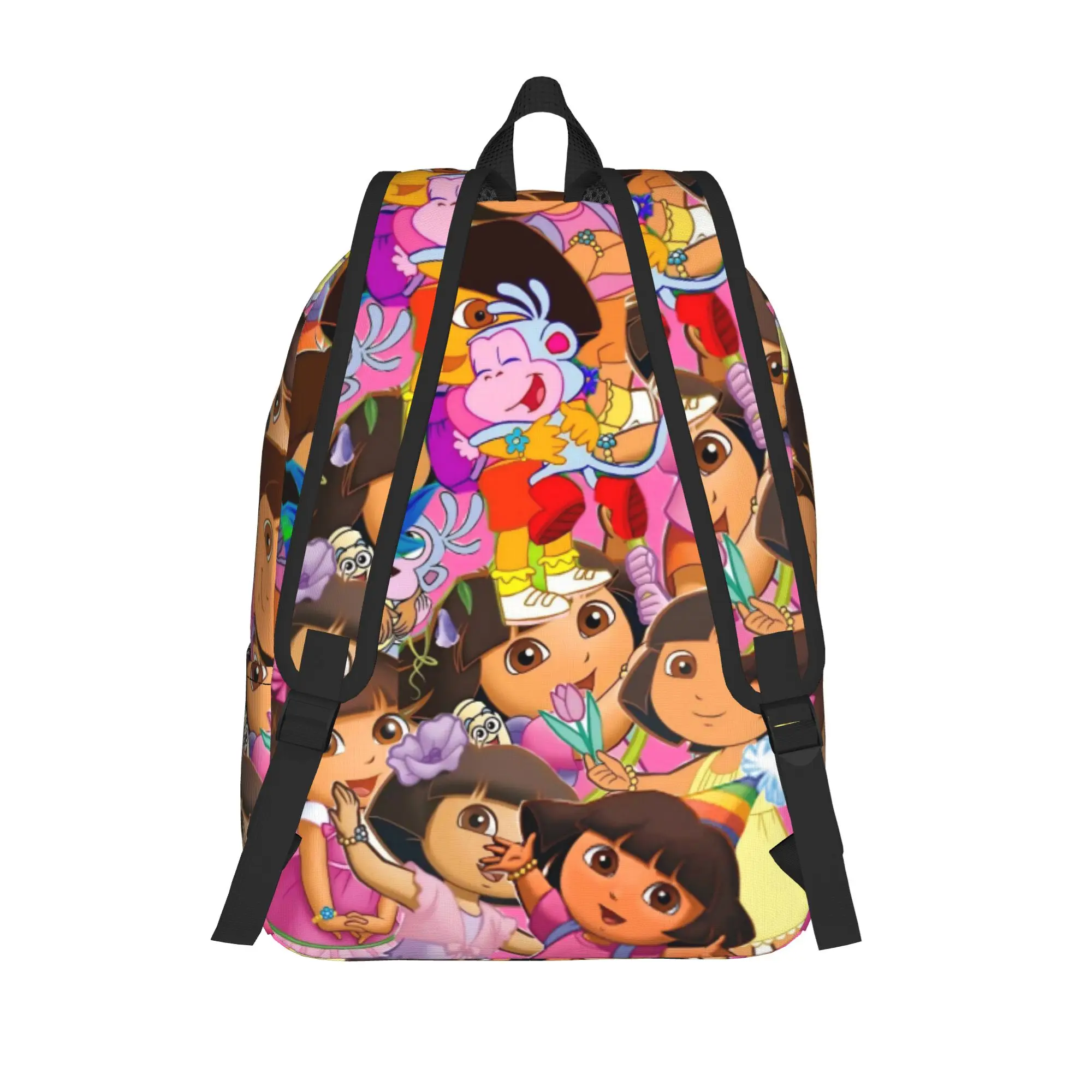 D-Doras Friends Boots Monkey Backpack for Men Women Casual Student Work Daypack Explorer Cartoon College Canvas Bags Durable
