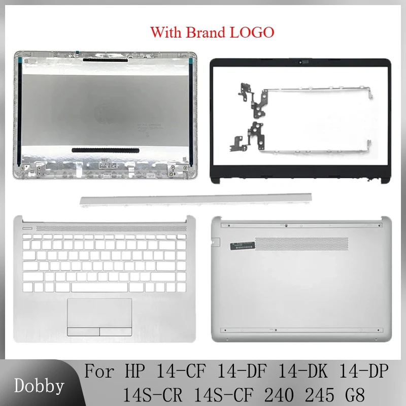 

Новинка для HP 14-CF 14-DF 14-DK 14-DP 14S-CR 14S-CF 240 245 G8, задняя крышка ЖК-дисплея, передняя панель, упор для рук, нижняя часть корпуса, петли, серебристая крышка