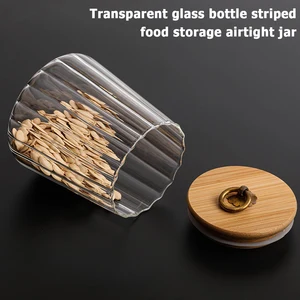 Gestreifte Glasfläschchen mit Deckel, Gewürzbehälter, transparent versiegelte Teedosen, Spender, Keks, Küchenzubehör 8 Hauptverkäufe können Keksglas - №8