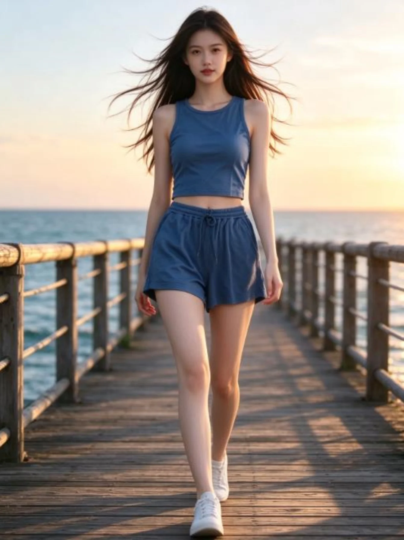 Women's 2 Piece Outfit, Solid Ribbed Round Neck Sleeveless Tank Top, Drawstring Waist Shorts, Casual Loungewear Set