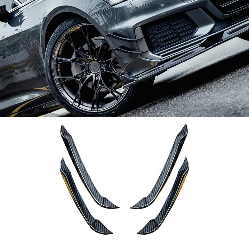 Car Accessories Dry Carbon Fiber Bumper Front Canards For A6 C8 S6 2020-2023