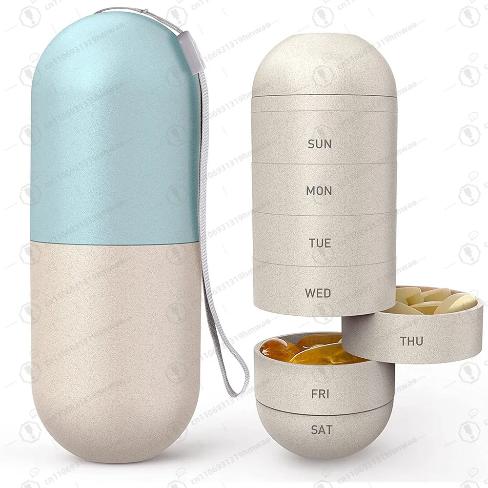 

Portable Medicine Box/travel Capsule Moisture-proof Storage Box 7 Drawers