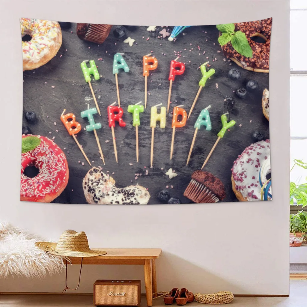 

Happy Birthday Tapestry Aesthetic Room Décor Wall Hogar Decorating