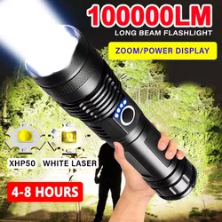 100000LM Powerful LED Flashlight Super Bright Rechargeable Portable Ultra Power Torch lamp Outdoor Emergency Camping Lantern