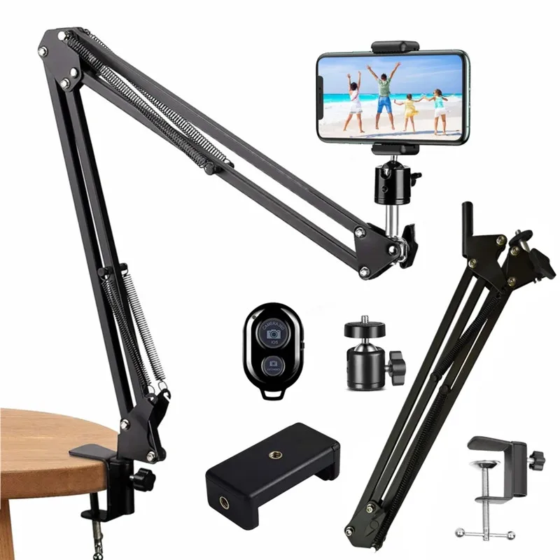 Flexible Arm selfie stick Tripod For Phone Stand Table Folded Anchor 360° Rotation Desktop Laptop Video Live Overhead Shot