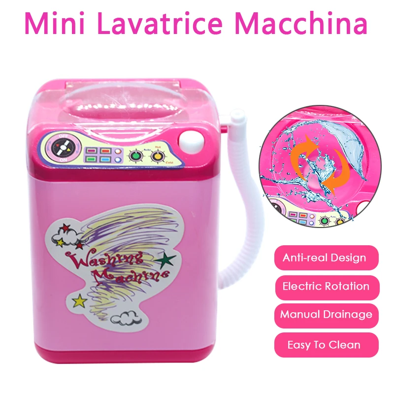 Kids Electric Washing Machine Toy Powder Brush Powder Puff Cleaning Machine Girls Play Home Toys Automatic Cleaning Washing Toys