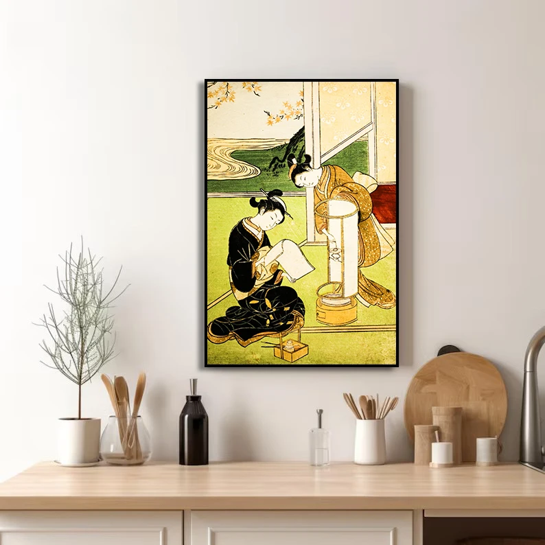 Japanese Antique Geisha Series Poster Print Canvas Art Pictures Home for Living Room and Bedroom Wall Decor Frameless Painting