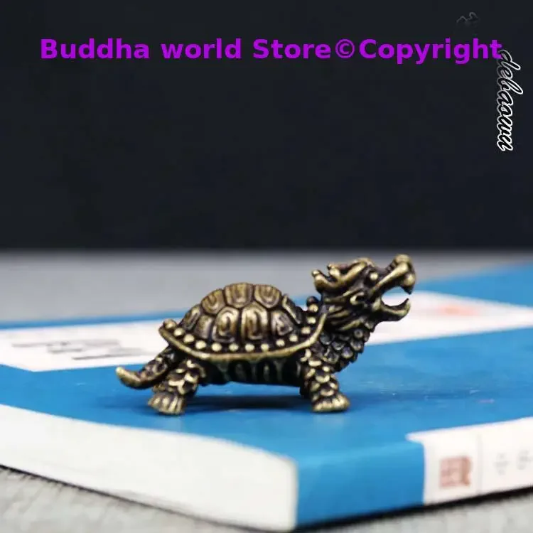 TOP Handmade work exorcise evil spirit bring Good luck money Dragon turtle Bronze carving mascot FENG SHUI amulet S size