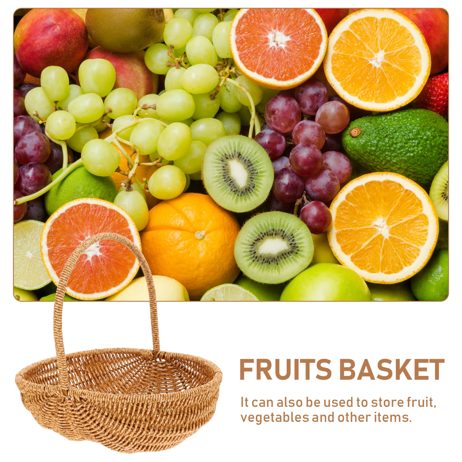 

Portable Woven Storage Basket For Fruit Vegetable Bread Organizer Picnic Camping Grocery Sundries Container Kitchen Travel