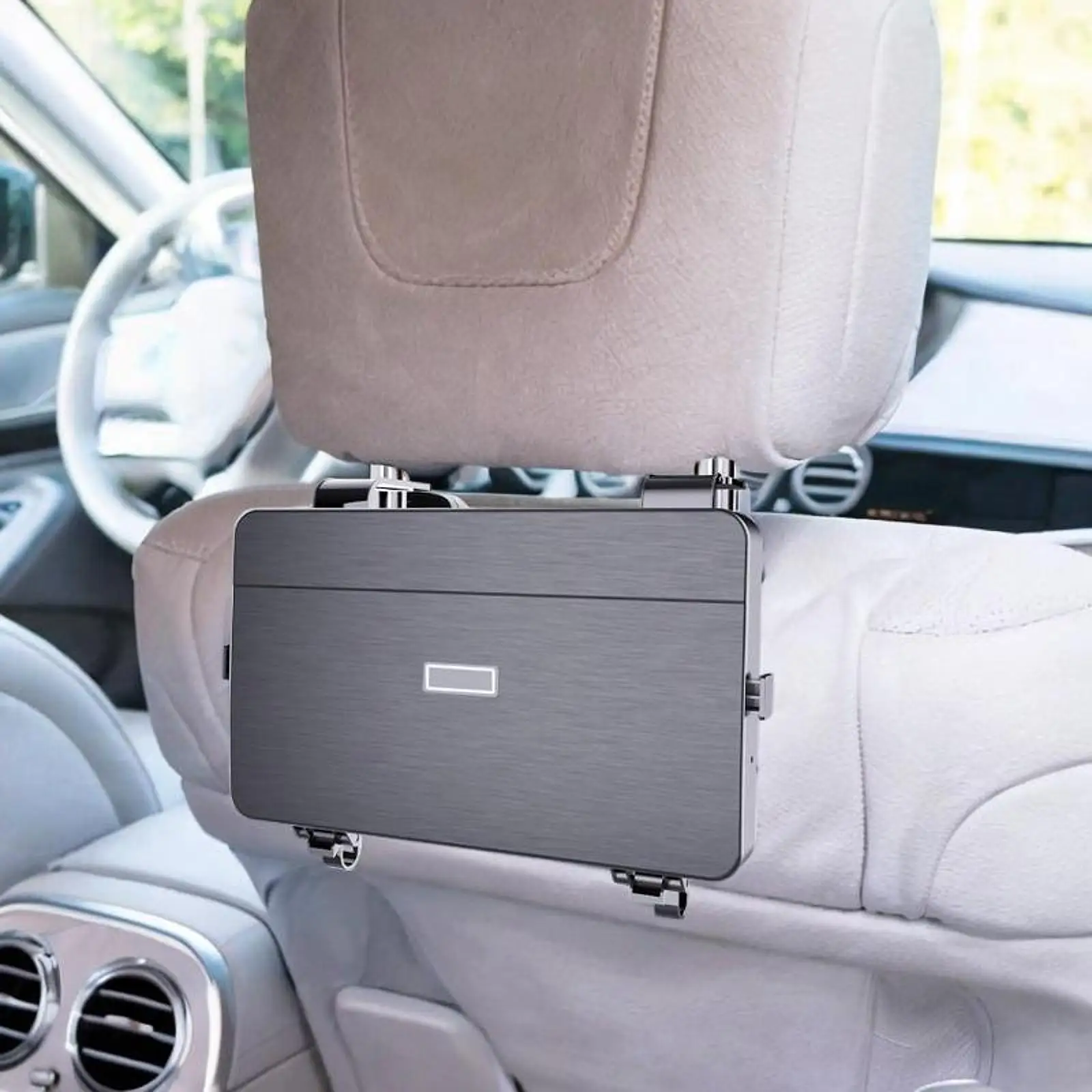 Generic Car Backseat Table Food Tray Multifunctional Tissue Box Auto Headrest Table for Eating Work Rear Passenger Snack