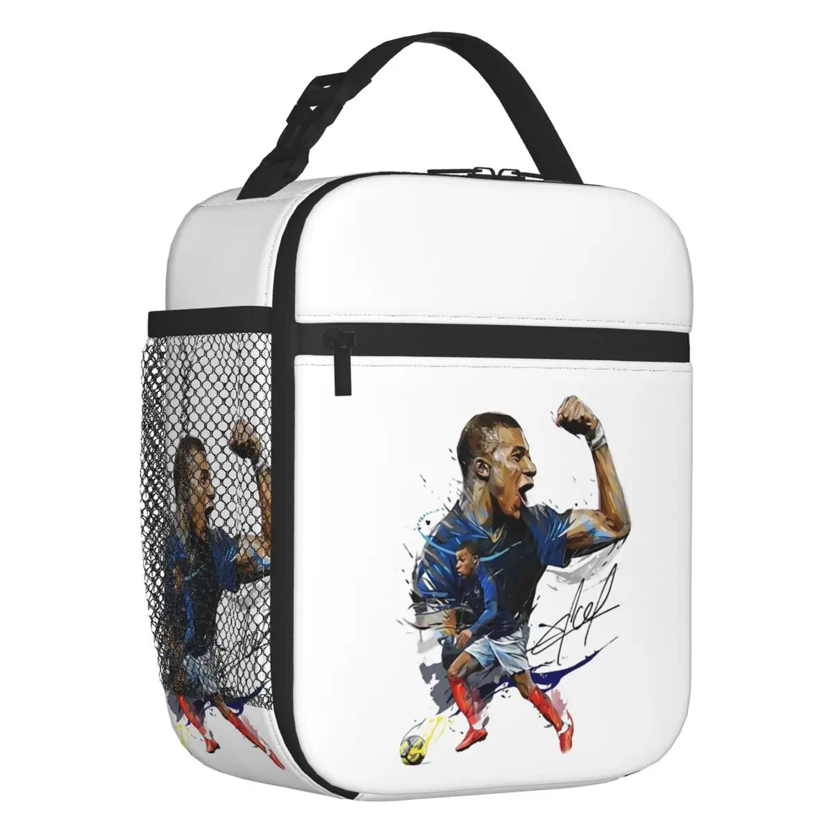 Mbappes French Soccer Insulated Lunch Tote Bag Women KM Football Resuable Thermal Cooler Food Lunch Box Outdoor Camping Travel