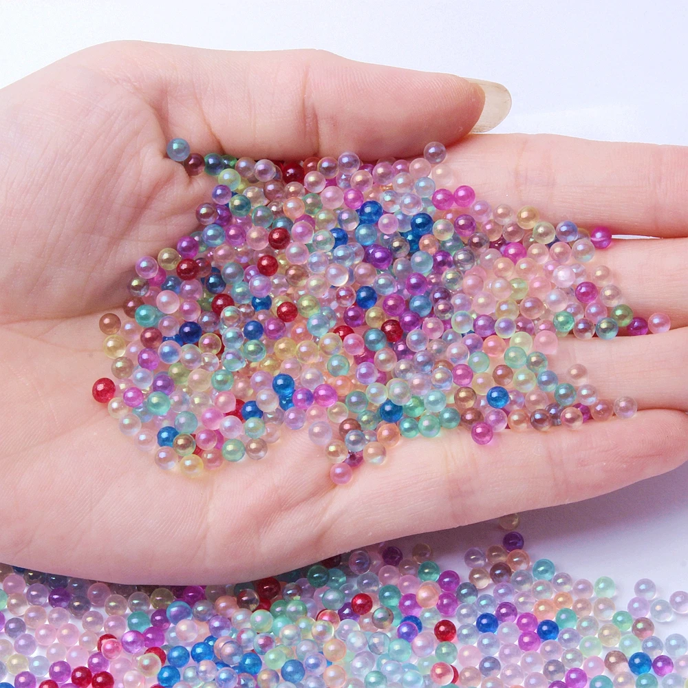 

New Sale Round Beads 3-3.5mm 50g Glue On Strass Stone Crystal Transparent Aurora Stones For DIY Nail Art Decorations