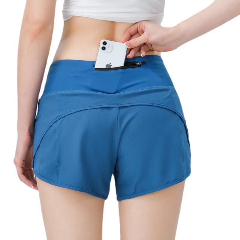 Chạy Bộ Nữ Quần Short Lưng Dây Kéo Thể Thao Slim Fit Cao Co Giãn Quần Ngắn Cho Mùa Hè Nữ Nữ Chạy Bộ Tập Thể Dục