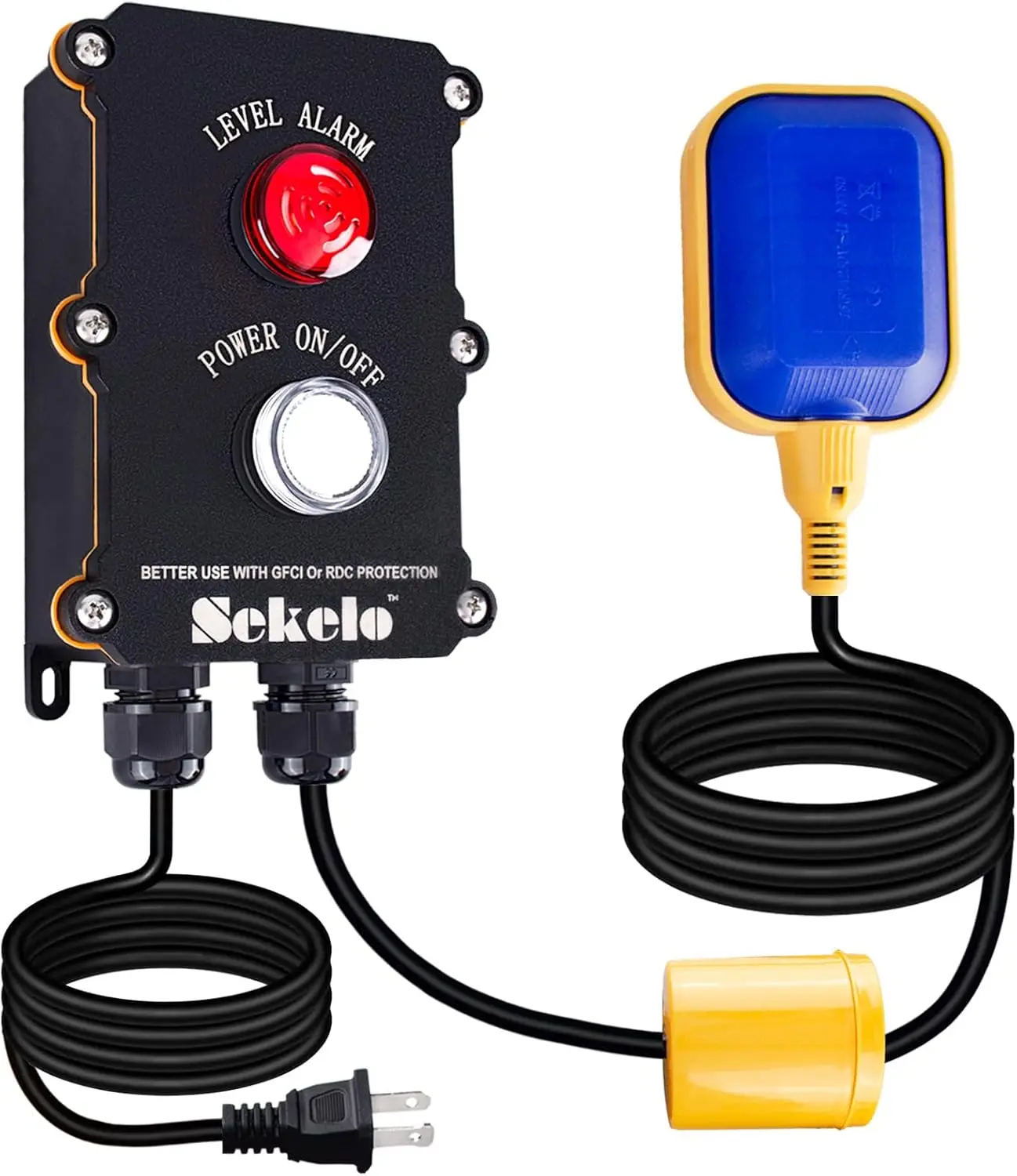 

High Water Alarm with 10ft Float Switch, 90dB Loud Alert, IP67 Waterproof for Sump Pump and Tank