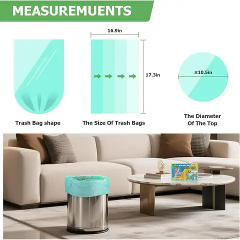 2 gallon mini grön sopsäck små sopsäckar för badrum 100 st 7,5 liter oparfymerad komposterbar biologiskt nedbrytbar liten 10 best sales biologiskt nedbrytbar - №6