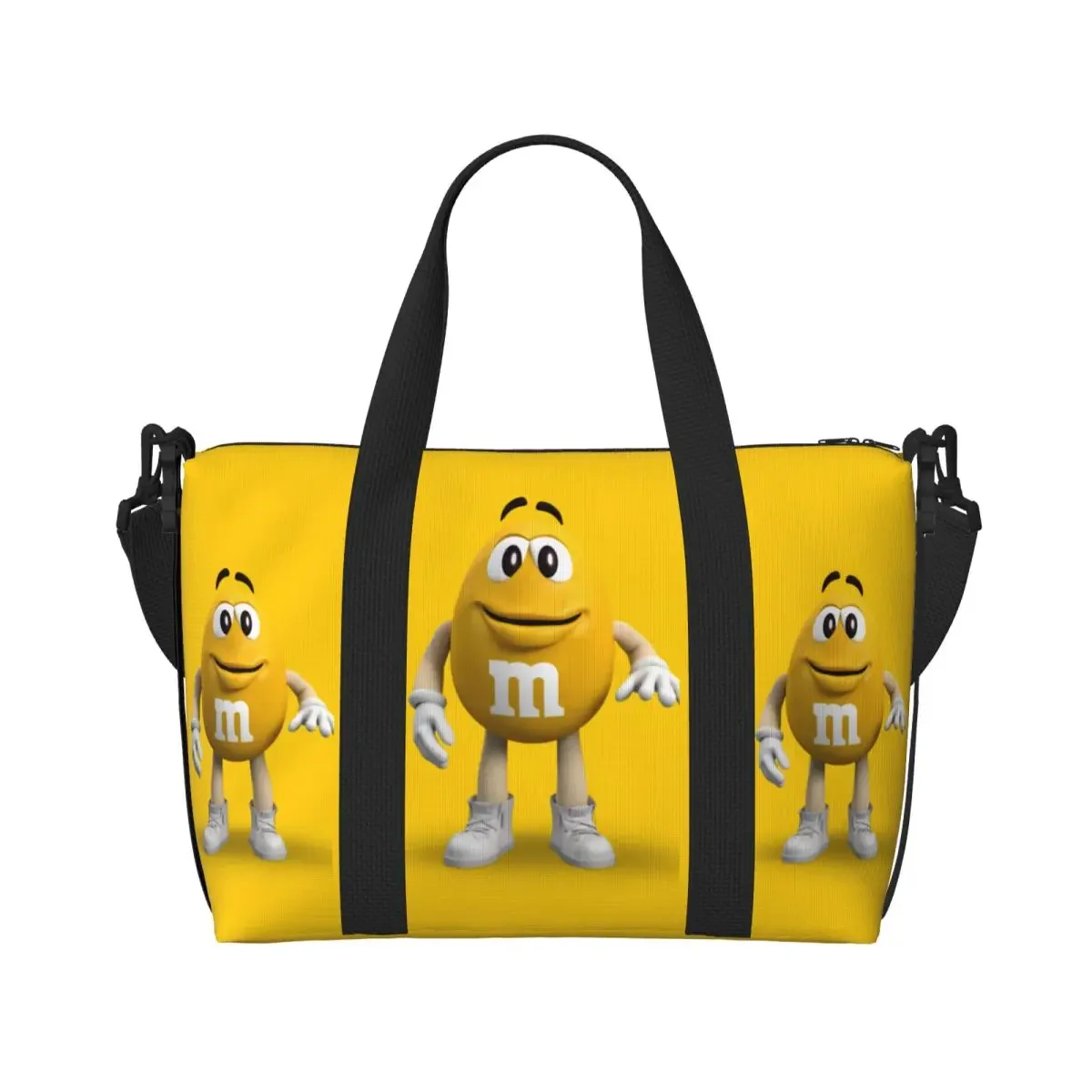 カスタム MM チョコレート キャンディ トート バッグ女性大容量漫画ビーチ ジム ショルダー トラベル バッグ