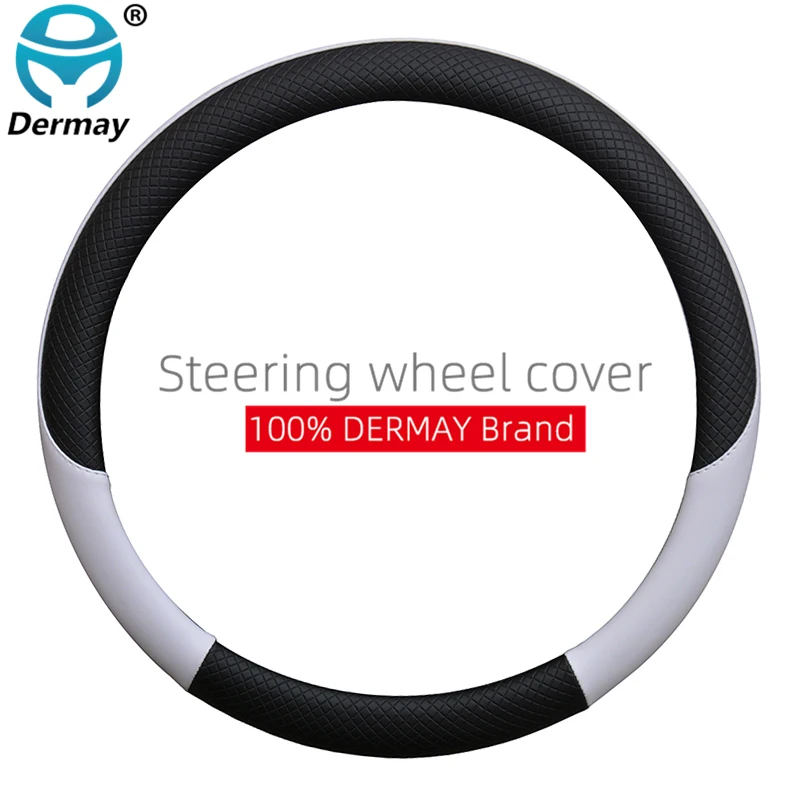 100% DERMAY Brand Leather Car Steering Wheel Cover for Kia Sportage Picanto Sorento Cerato Rio X Line Optima Auto Accessories