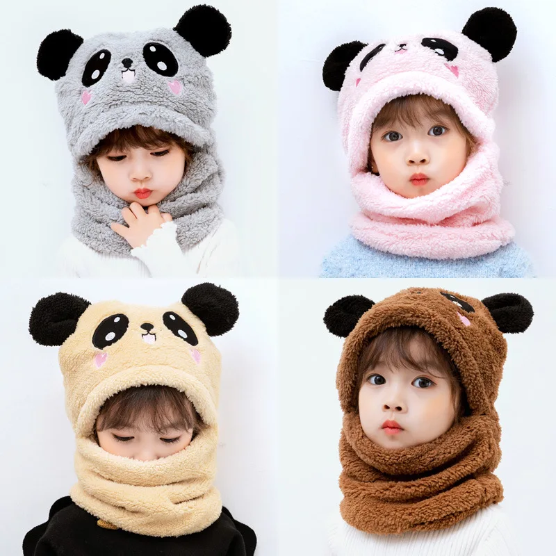 10 Colors Autumn and Winter Cute Children Cartoon Scarf Hat Double Fleece Warmth Boy Girl Child Parent-child Baby hat