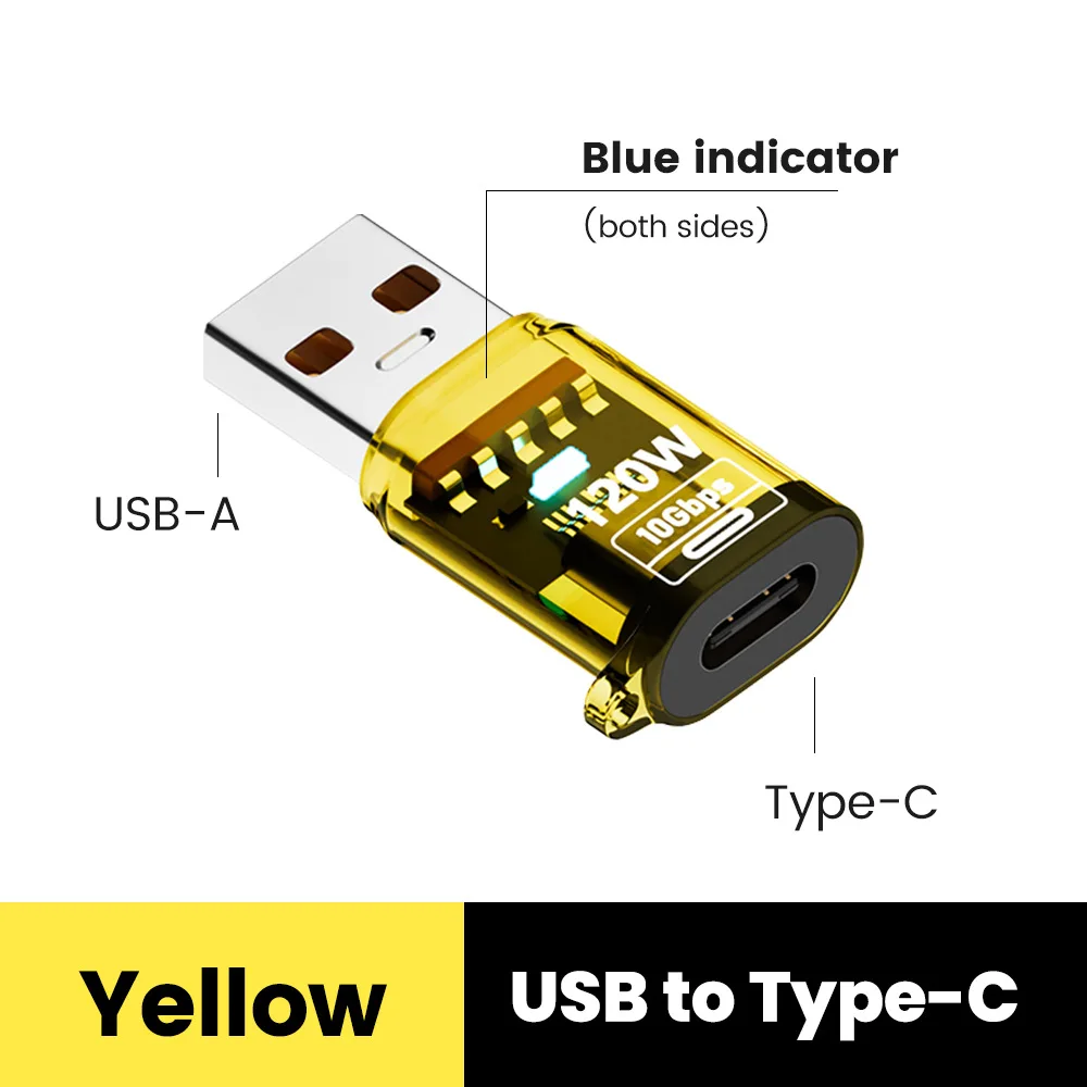 120W Typ-C-auf-USB-A-OTG-Adapter, USB 3.2 auf Typ-C-Schnellladestecker für iPhone 15, 16, MacBook, iPad, Huawei P60, Xiaomi
