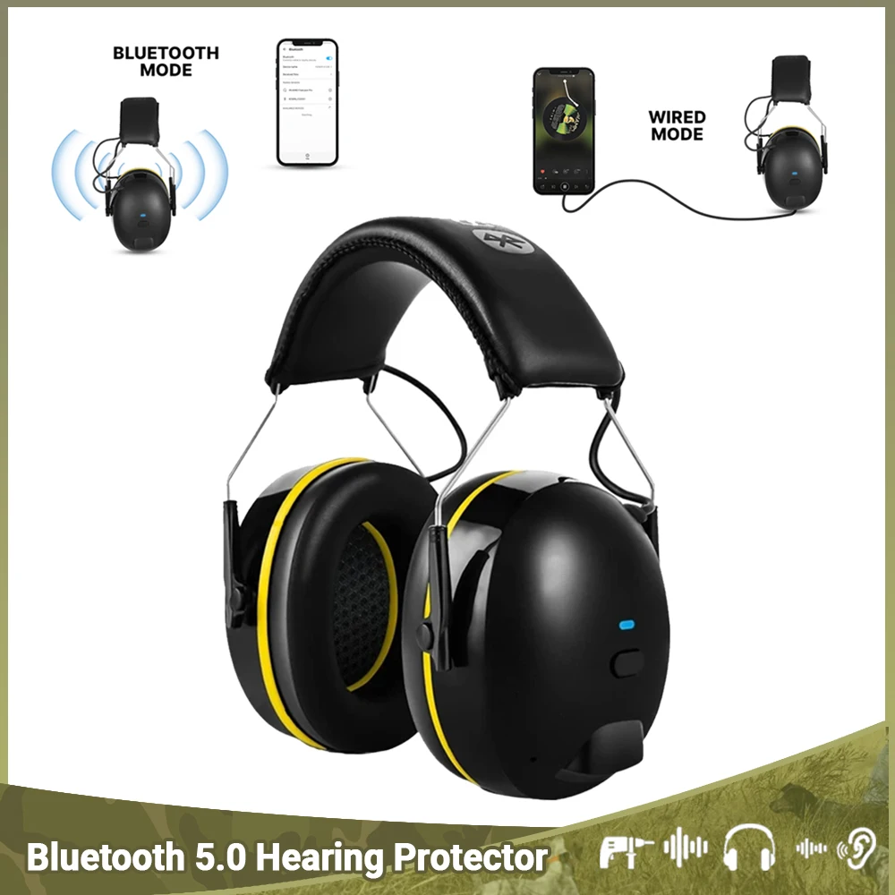 Orejeras electrónicas de tiro con Bluetooth 5,0, protección de seguridad para los oídos táctica para caza, auriculares con reducción de ruido para