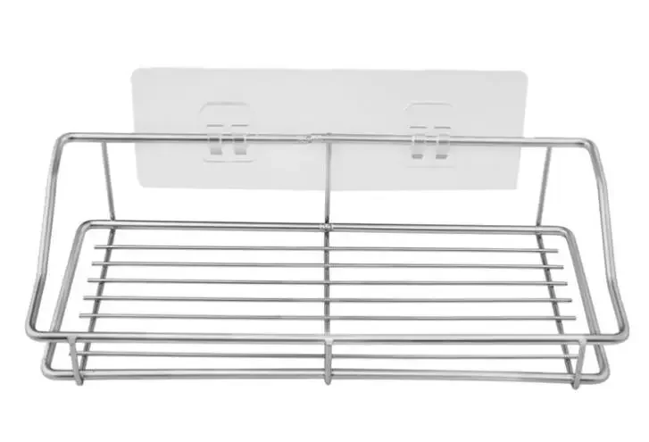 Bathroom Shelf Kitchen Storage Rack Stainless Steel Punch-Free Wall Mounted Shelf Shower Kitchen Wall Storage Organizer Rack