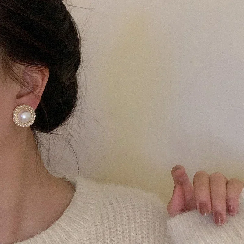 Fashion Bohemian Big Imitation Pearl Stud Earring Mascot Ornaments For Women Valentine\'s Accessories Gift Wholesale