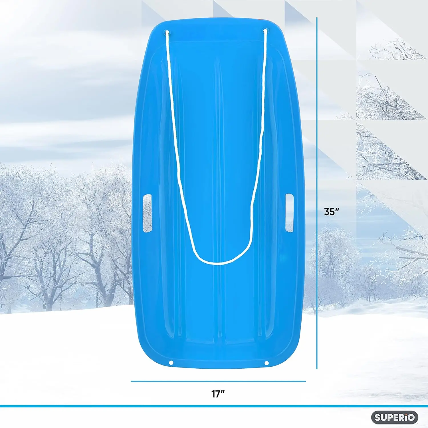 Toboggan Snow Sled for Kids and Adults Heavy Duty Plastic Slider with Handles and Hole for Pull Ropes Kid and Adult Winter Fun