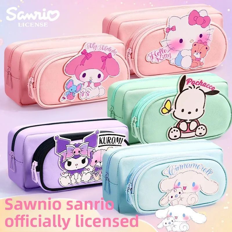 Personnages de dessins animés mignons, My Melody Kuromi Cinnamoroll, trousse à crayons authentique pour étudiants, trousse à crayons au design créatif Kawaii, cadeau de vacances