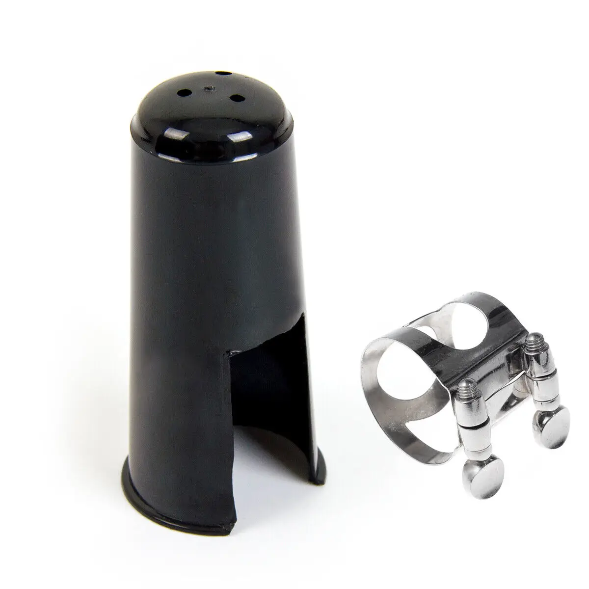 One Set Of Mouthpiece Nickel Metal Ligature + Plastic Cap For Bb Clarinet